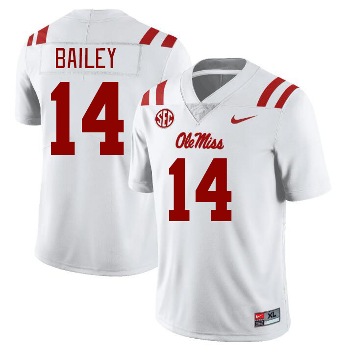 Ole Miss Rebels #14 Deljay Bailey College Football Jerseys Stitched Sale-White